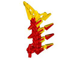 Bionicle Weapon Small Blade with 4 Spikes, Marbled Yellow Pattern (HF Xplode): {ярко червен}