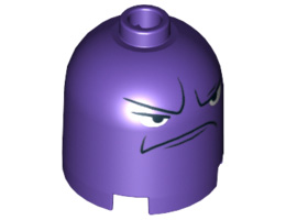 Brick, Round 2 x 2 x 1 2/3 Dome Top with Frown Face and Angry Eyes Pattern: {светло виолетов}