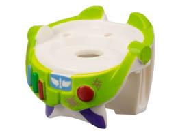 Minifigure, Spacesuit with Lime Trim and Colored Buttons, Dirt Stains Pattern (Buzz Lightyear): {бял}