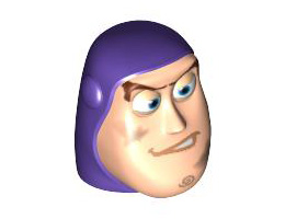 Minifigure, Head Modified Buzz Lightyear with Dirt Stains Pattern: {светло виолетов}