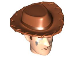 Minifigure, Head Modified Male with Dark Orange Hat and Dirt Stains Pattern (Woody): {светло нуга}