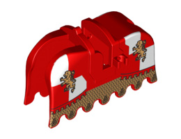 Horse Barding, Ruffled Edge with Gold Lions and Gold Chain Mail Pattern: {ярко червен}