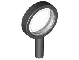 Minifigure, Utensil Magnifying Glass Thin Frame and Hollow Handle with Trans-Clear Lens : {черен}