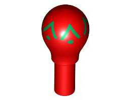 Minifigure, Utensil Maraca with Green Geometric Pattern - Narrow Print: {ярко червен}