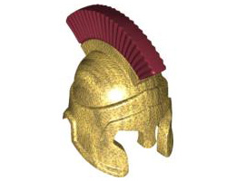 Minifigure, Headgear Helmet Spartan Warrior with Dark Red Crest Pattern: {златно мастило}