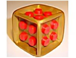 Die Cube with Rubber Frame and Red 2 x 2 Studs on All Sides: {топло златист}