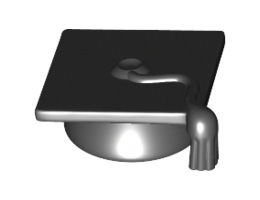 Minifigure, Headgear Cap, Graduation Mortarboard with Tassel: {черен}