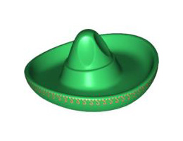 Minifigure, Headgear Hat, Mexican Sombrero with Gold Pattern around Brim: {тъмно зелен}