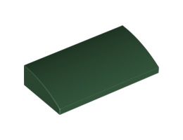 Slope, Curved 2 x 4 x 2/3 with Bottom Tubes with Two Gold Stripes Pattern - Set 10194: {земно зелен}