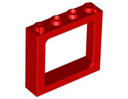 Window 1 x 4 x 3 Train - 2 Hollow Studs and 2 Solid Studs : {ярко червен}