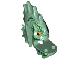 Minifigure, Head Modified Barracuda Pattern: {пясъчно зелен}
