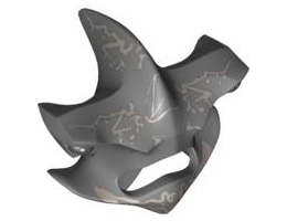 Minifigure, Headgear Head Cover, Hammerhead Shark with Eyes and Light Bluish Gray Lines Pattern: {тъмно каменно сив}