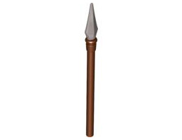 Minifigure, Weapon Pike / Spear Elaborate with Pearl Light Gray Tip: {червеникаво-кафяв}