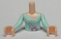 Torso Mini Doll Friends Light Aqua Long Vest Top with Star Pattern, Light Nougat Arms with Hands with Light Aqua Sleeves: {светло нуга}