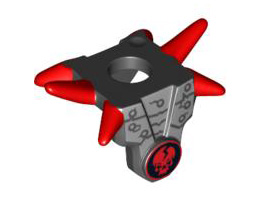 Minifigure, Armor Breastplate with Shoulder Spikes Red and Ninjago Cracked Red Skull Pattern: {черен}