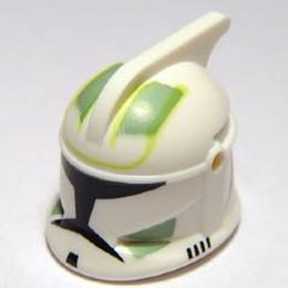 Minifigure, Headgear Helmet SW Clone Trooper with Holes, Sand Green Markings Pattern: {бял}