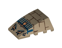 Wedge 4 x 4 No Studs with Bricks, Blue Lines, 4 Eyes and Cobra Pattern (Scorpion Head): {пясъчно жълт}