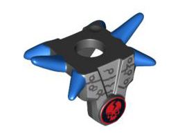 Minifigure, Armor Breastplate with Shoulder Spikes Blue and Ninjago Cracked Red Skull Pattern: {черен}