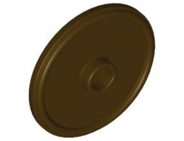 Minifigure, Shield Round with Stud and Ring Around Edge: {тъмно кафяв}