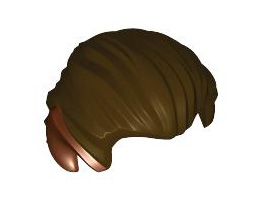Minifigure, Hair Swept Back with Pointed Reddish Brown Ears Pattern: {тъмно кафяв}