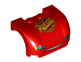 Vehicle, Mudguard 3 x 4 x 1 2/3 Curved with Front with Headlights, Grille and 'Rust-eze' Pattern: {ярко червен}