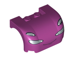 Vehicle, Mudguard 3 x 4 x 1 2/3 Curved with Front with Headlights and Thin Smile Pattern: {ярко червеникаво-виолетов}