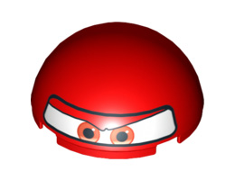 Cylinder Hemisphere 4 x 4 with Eyes and F1 Helmet Pattern (Francesco): {ярко червен}