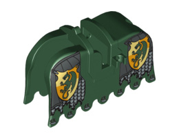 Horse Barding, Ruffled Edge with Kingdoms Dragon Shield and Armor Pattern: {земно зелен}