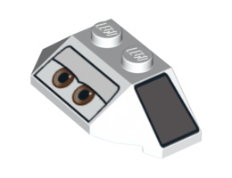Wedge 2 x 4 Triple with Eyes and Dark Bluish Gray Panels Pattern (Shu Todoroki): {бял}