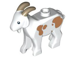 Goat with Dark Tan Horns and Medium Nougat Spots Pattern: {бял}