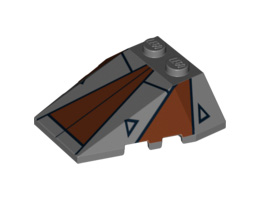Wedge 4 x 4 Triple with Stud Notches with Sith Nightspeeder Pattern 1: {тъмно каменно сив}