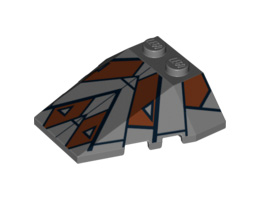 Wedge 4 x 4 Triple with Stud Notches with Sith Nightspeeder Pattern 2: {тъмно каменно сив}