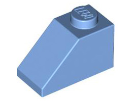 Покривна плочка 1X2/45° : {умерено син}