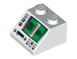 Slope 45 2 x 2 with Control Panel and Screen with Minifigure Scan Pattern: {бял}
