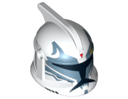 Minifigure, Headgear Helmet SW Clone Trooper with Holes, Clone Commander Wolffe Pattern: {бял}
