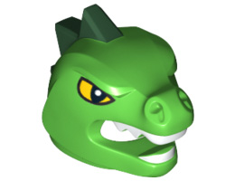 Minifigure, Headgear Mask Lizard with Yellow Eyes Pattern, White Teeth and Dark Green Horns: {ярко зелен}