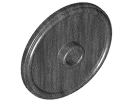 Minifigure, Shield Round with Stud and Ring Around Edge: {титаниево метален}