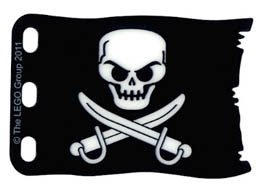 Plastic Flag 8 x 5 with White Skull and Crossed Cutlasses Pattern: {черен}