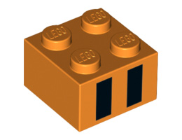 Brick 2 x 2 with Two Black Rectangles Pattern: {ярко оранжев}