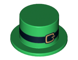 Minifigure, Headgear Hat, Top Hat with Black Belt and Gold Buckle Pattern : {тъмно зелен}