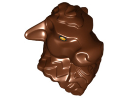 Minifigure, Head Modified Minotaur with Gold Eyes and Pin Holes Pattern: {червеникаво-кафяв}