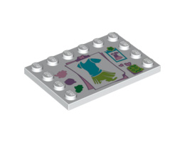 Tile, Modified 4 x 6 with Studs on Edges with Clothes Design and Swatches Pattern: {бял}