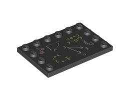Tile, Modified 4 x 6 with Studs on Edges with Blackboard Pattern: {черен}