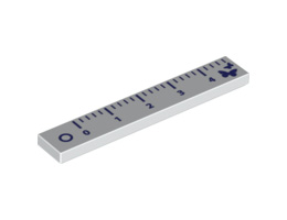 Tile 1 x 6 with Ruler Pattern: {бял}