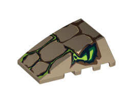 Wedge 4 x 4 No Studs with Scales and 2 Lime Eyes Pattern: {пясъчно жълт}