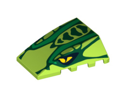 Wedge 4 x 4 No Studs with Scales and 2 Yellow Eyes Pattern: {ярко жълто-зелен}