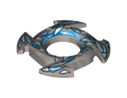 Ring 4 x 4 with 2 x 2 Hole and 4 Arrow Ends with Blue and White Ice Shards Pattern (Ninjago Spinner Crown): {сребърно метален}