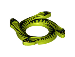 Ring 4 x 4 with 2 x 2 Hole and 4 Snake Head Ends and Black and Dark Green Scales Snake Pattern (Ninjago Spinner Crown): {ярко жълто-зелен}