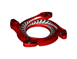 Ring 4 x 4 with 2 x 2 Hole and 4 Snake Head Ends and Black and White Scales Snake Pattern (Ninjago Spinner Crown): {ярко червен}