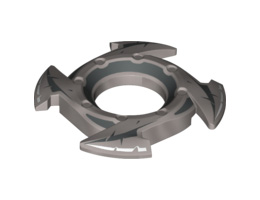 Ring 4 x 4 with 2 x 2 Hole and 4 Arrow Ends with Black Spikes Pattern (Ninjago Spinner Crown): {сребърно метален}